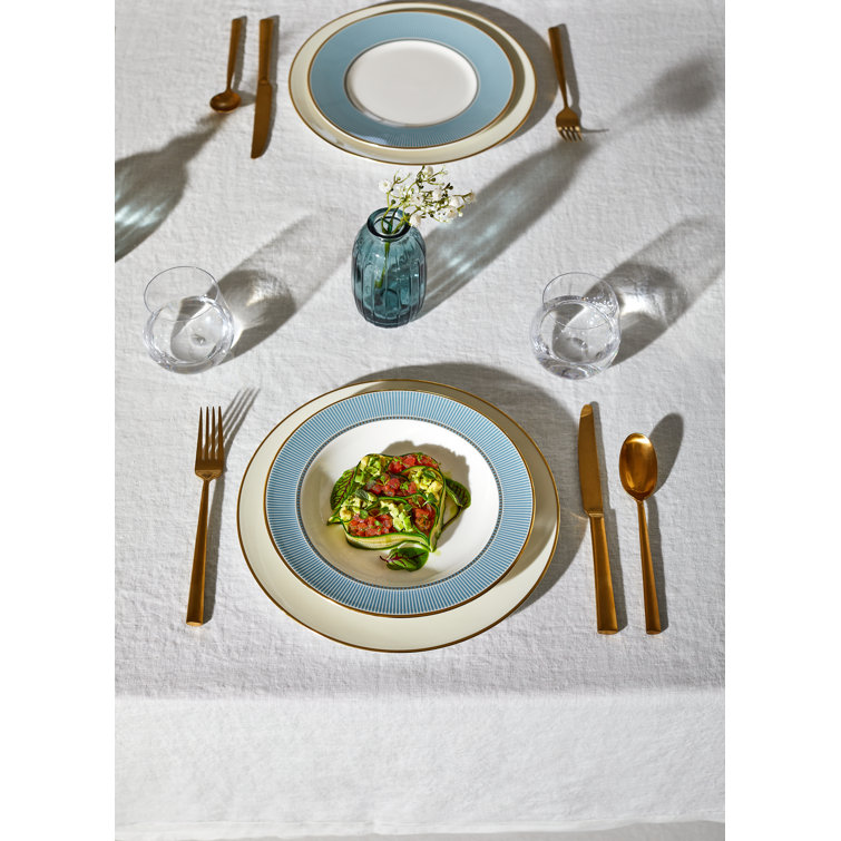 Helia Hand-Painted Porcelain Dinner Plate with Gold Accents