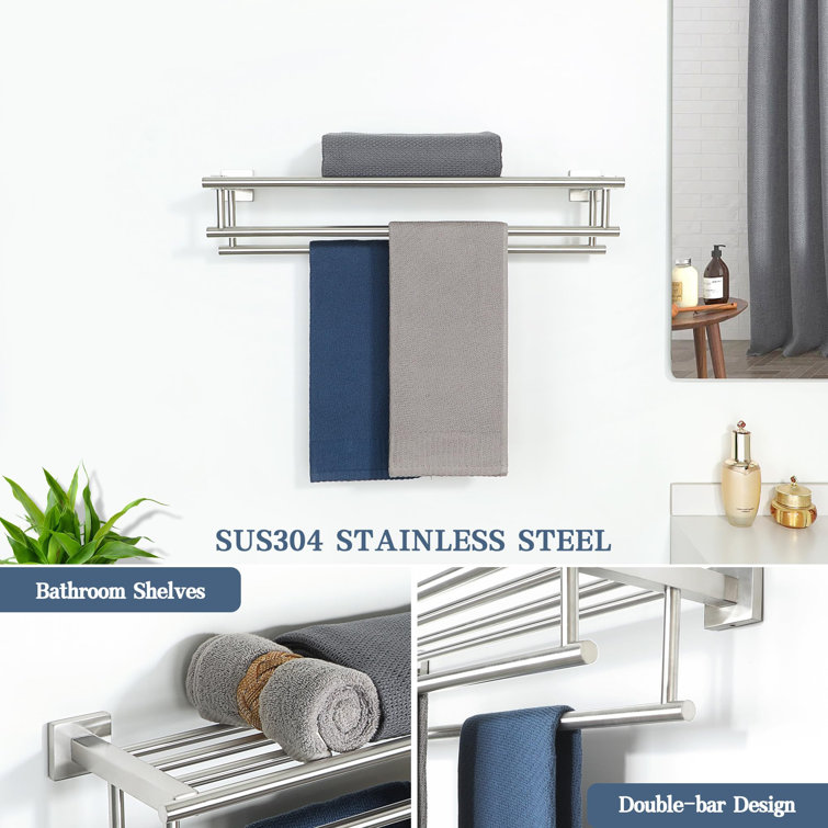 Brushed Nickel Stainless Steel Wall Mounted Double Towel Rack
