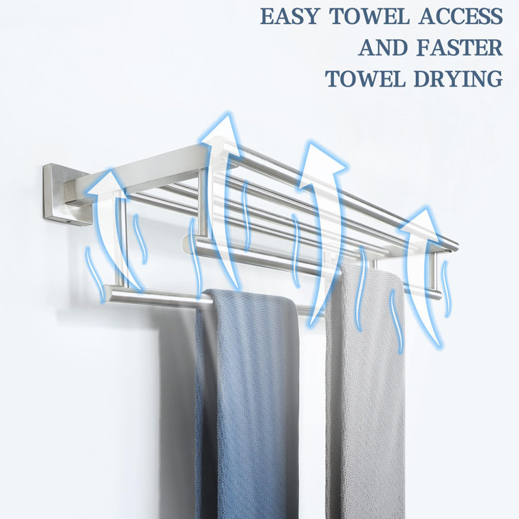 Brushed Nickel Stainless Steel Wall Mounted Double Towel Rack