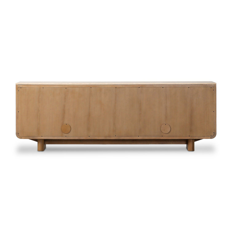Natural Oak and Travertine Grand Sideboard with Elevated Base