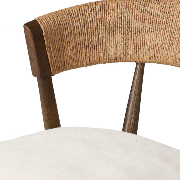 Drifted Oak Counter Stool with Cushion and Paper Rush Back