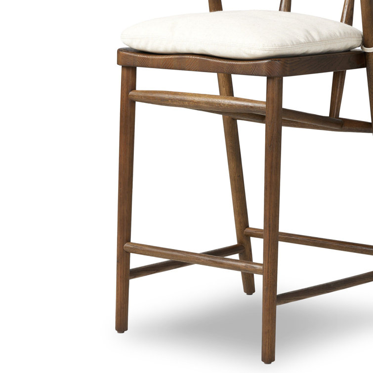 Drifted Oak Counter Stool with Cushion and Paper Rush Back