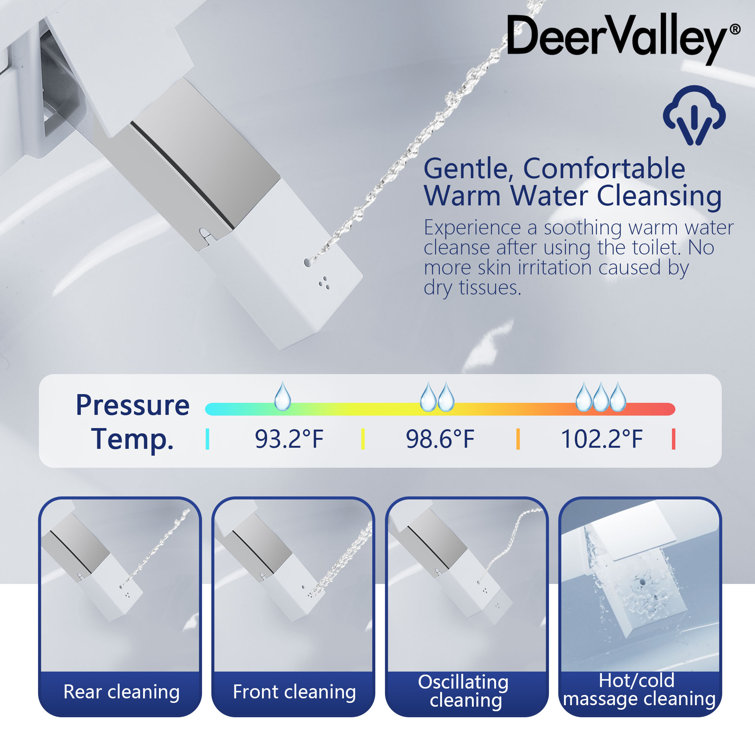 Elongated White High Efficiency Smart Bidet Toilet with Heated Seat