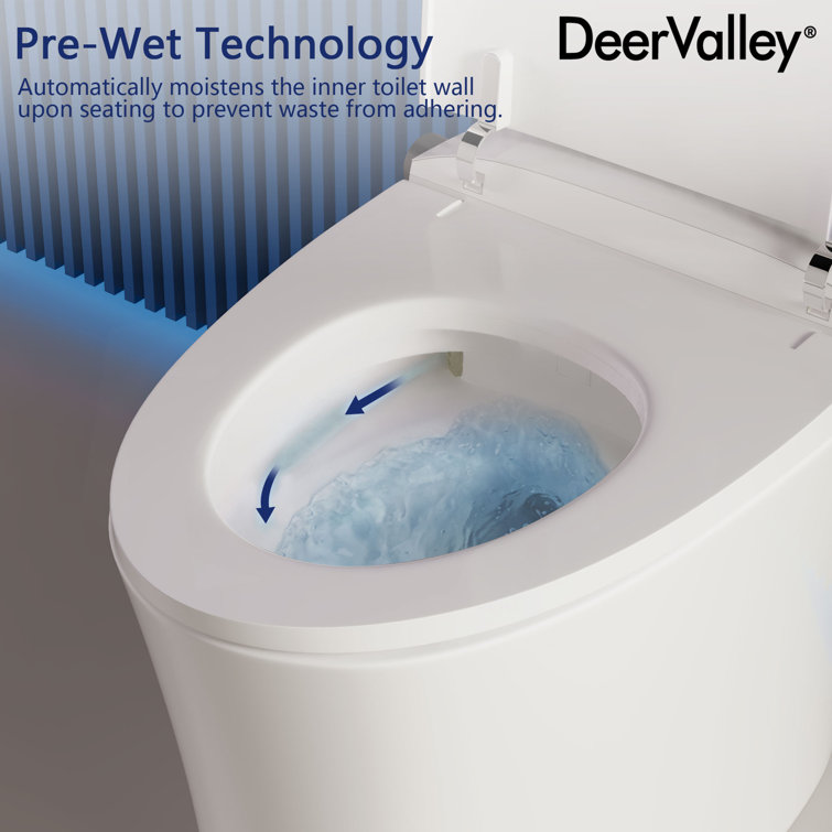 Elongated White High Efficiency Smart Bidet Toilet with Heated Seat
