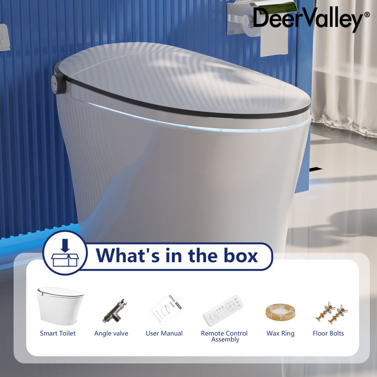 Elongated White High Efficiency Smart Bidet Toilet with Heated Seat