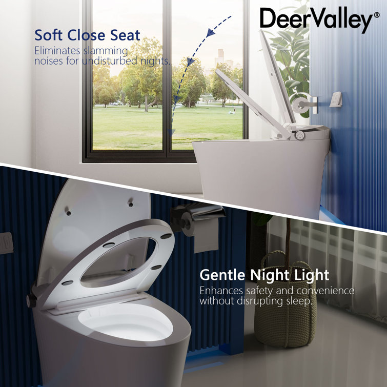 Elongated White High Efficiency Smart Bidet Toilet with Heated Seat