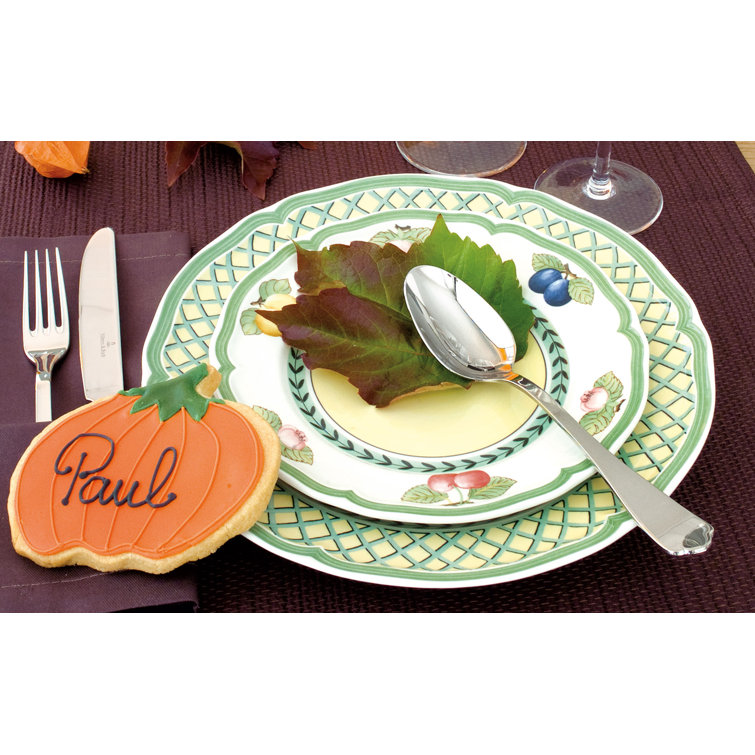 French Garden Glossy White Porcelain 12-Piece Dinnerware Set