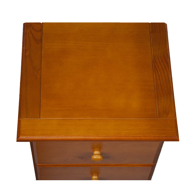 Rustic Pine 3-Drawer Nightstand with Weathered Steel Accents