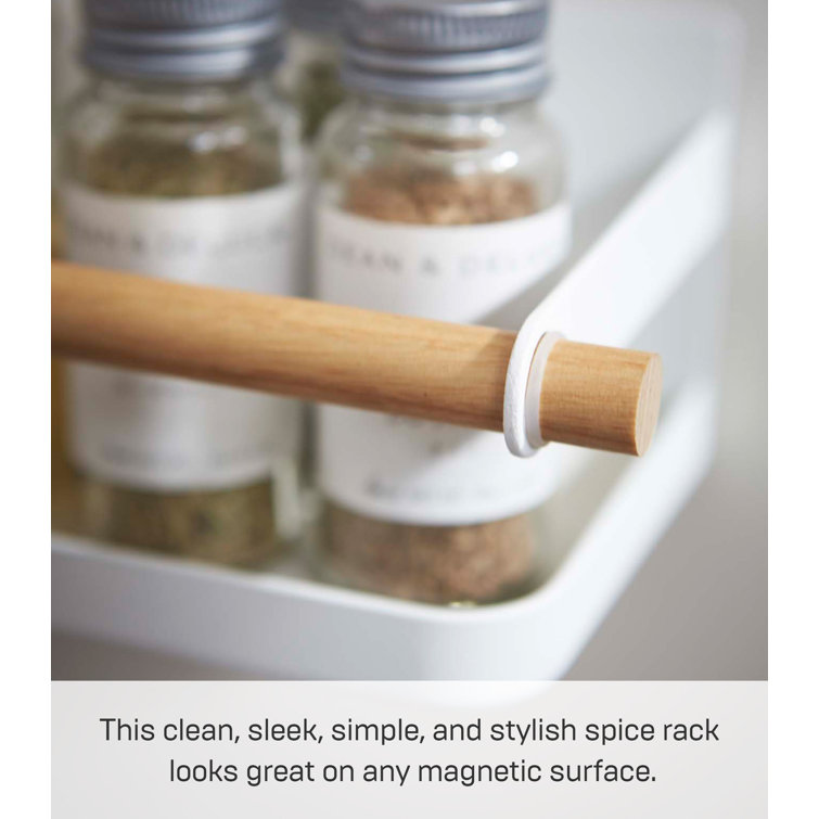 White Magnetic Wall-Mounted Wooden Spice Rack