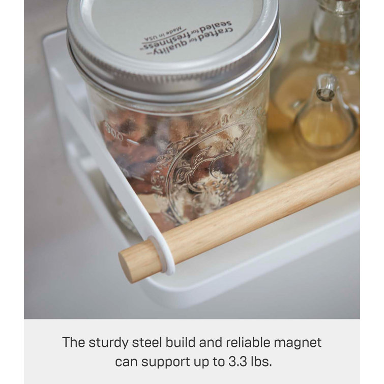 White Magnetic Wall-Mounted Wooden Spice Rack
