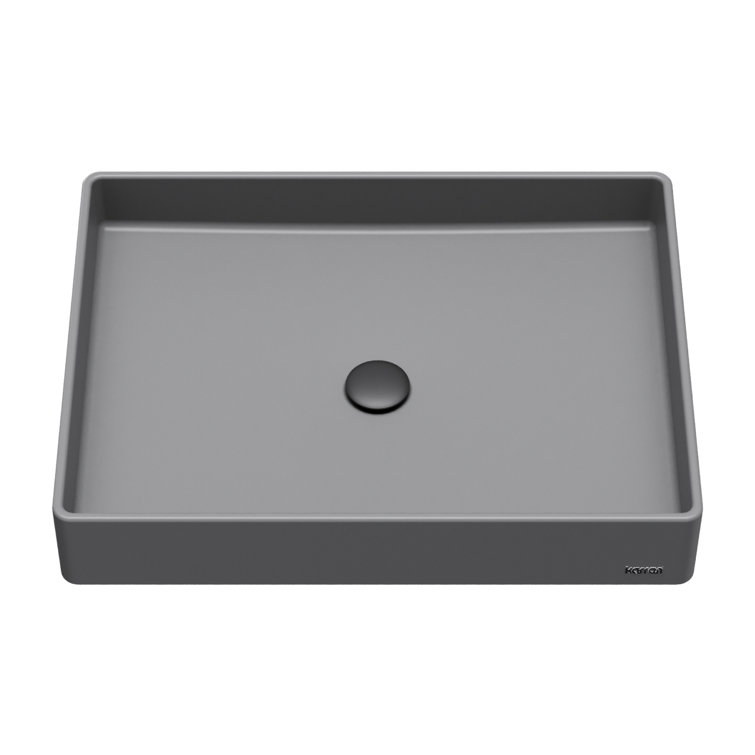 Gray Quartz Rectangular Above-Counter Vessel Sink
