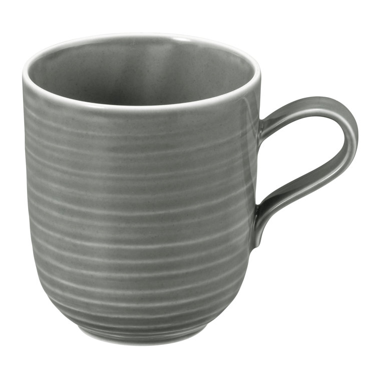 Gray Ceramic Round Beverage Mugs Set of 4