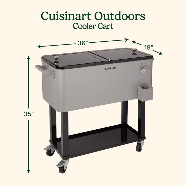 Gray Stainless Steel 80 Qt. Outdoor Cooler Cart with Wheels