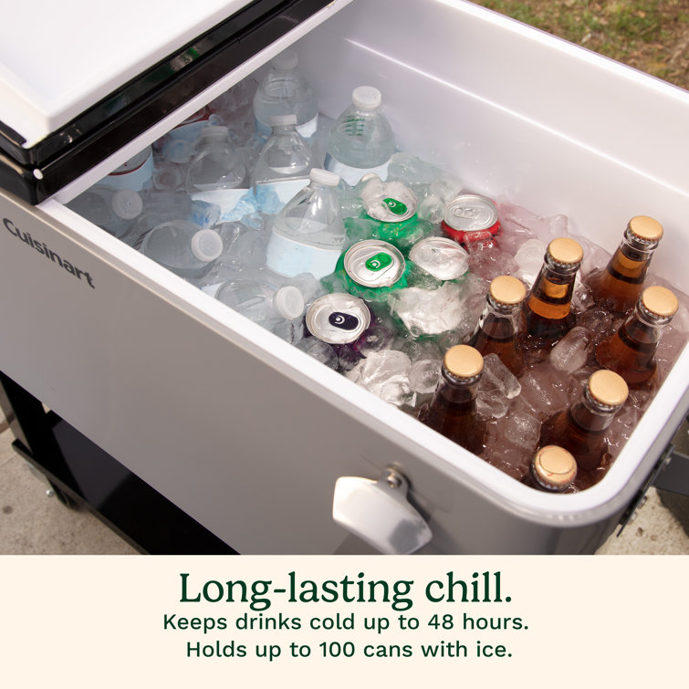 Gray Stainless Steel 80 Qt. Outdoor Cooler Cart with Wheels