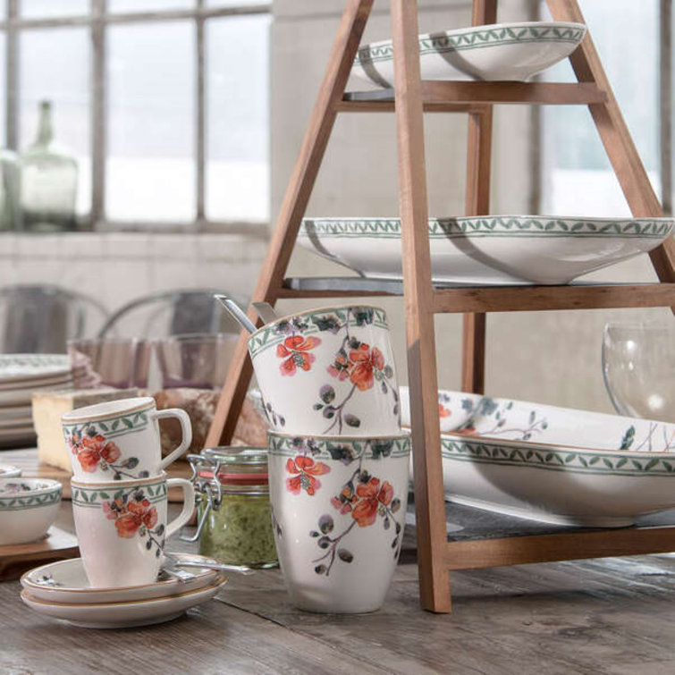 Multicolor Floral Ceramic Round Serving Bowl