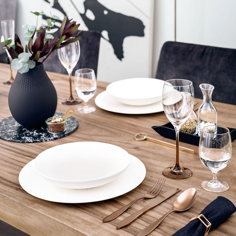 White Porcelain 12-Piece Minimalist Dinnerware Set