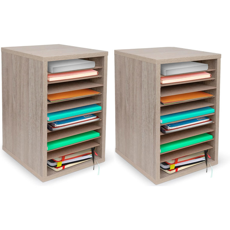 Medium Oak MDF 11-Compartment Vertical Paper Sorter, 2-Pack