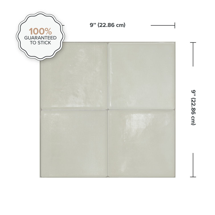 Zellige Zagora 9'' x 9'' Beige Satin Peel and Stick Tiles