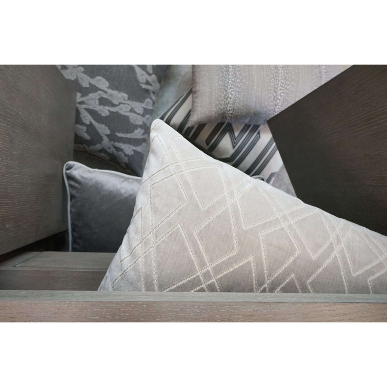 Silver and Gray Cotton Blend Floral Decorative Throw Pillow