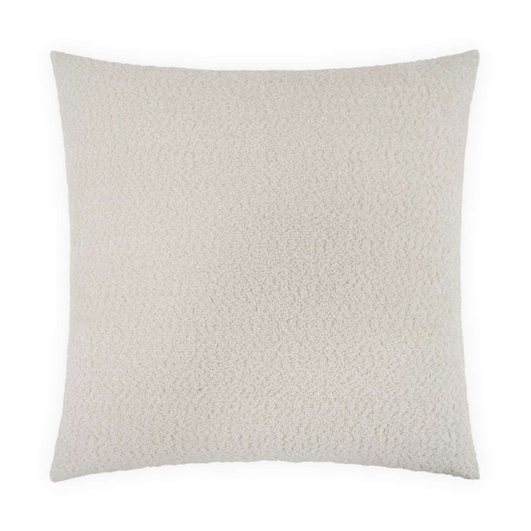 Ivory Textured Polyester Rectangular Throw Pillow 24x24