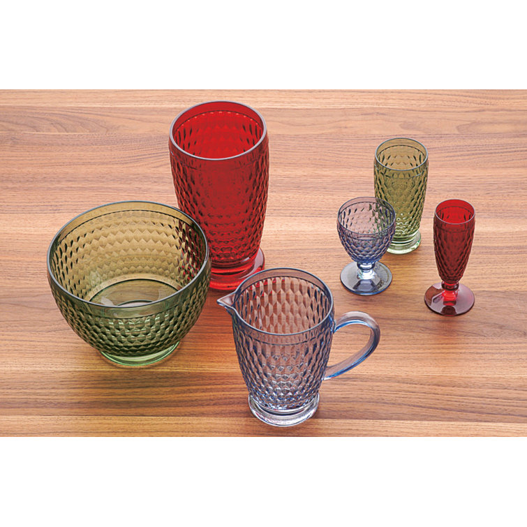 Forest Green Faceted Crystal Lowball Glass Set of Four