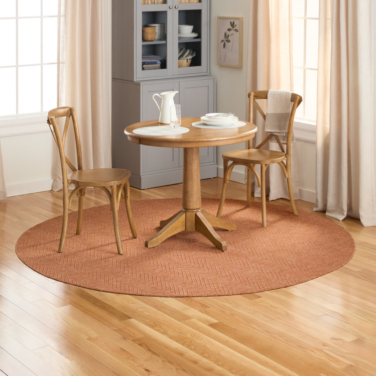 Pax Rust Herringbone Round Washable Area Rug