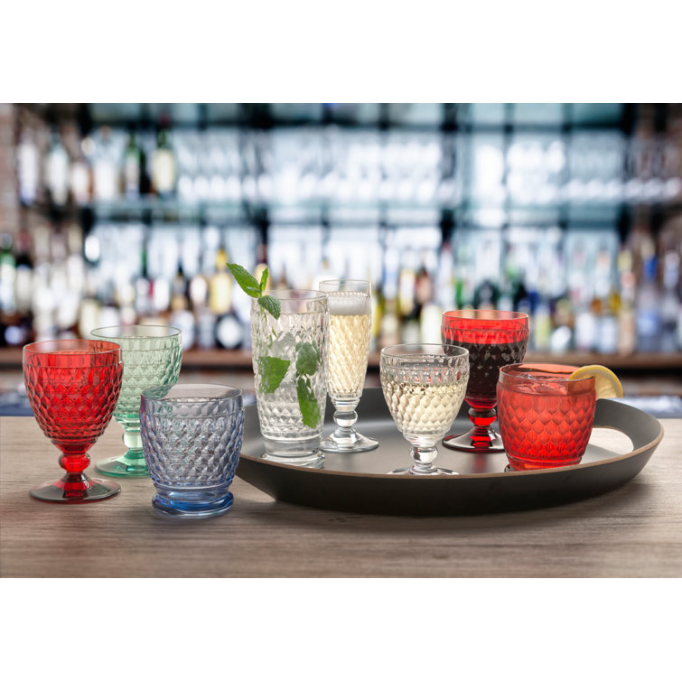 Villeroy & Boch Boston Red Crystal Double Old-Fashioned Glasses Set of 4