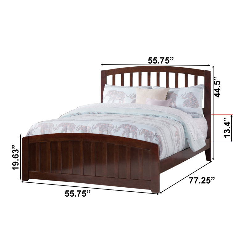 Richmond Walnut Full Wood Platform Bed with Slats
