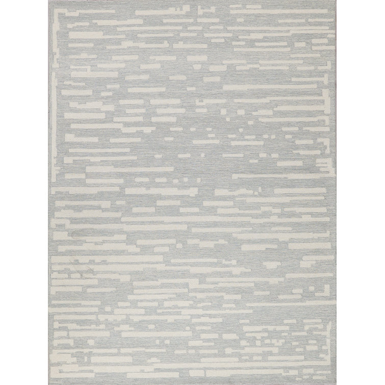 Ivory and Light Gray Hand-Tufted Wool Rectangular Area Rug