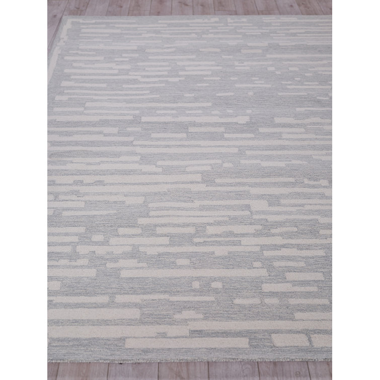 Ivory and Light Gray Hand-Tufted Wool Rectangular Area Rug