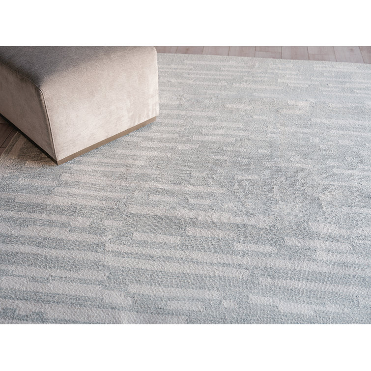 Ivory and Light Gray Hand-Tufted Wool Rectangular Area Rug