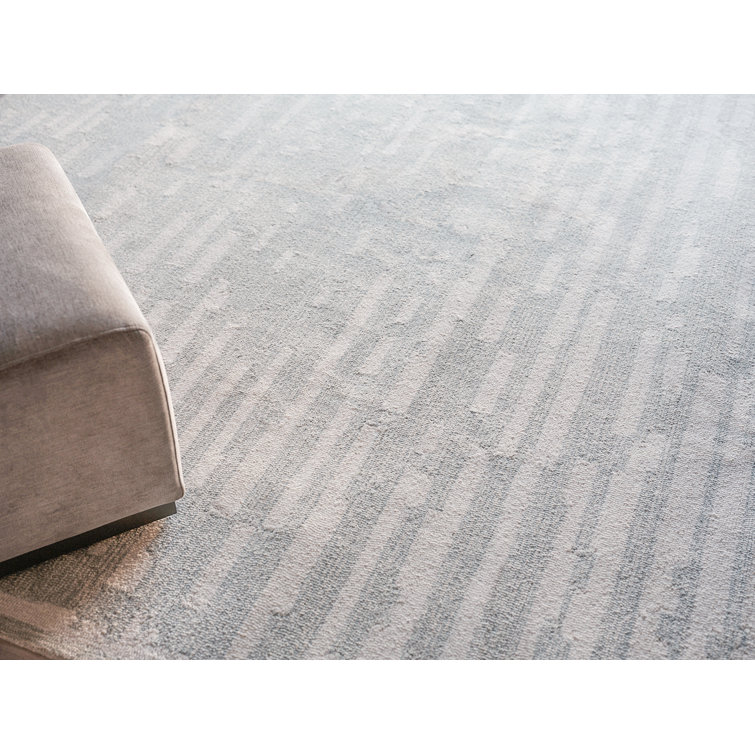 Ivory and Light Gray Hand-Tufted Wool Rectangular Area Rug