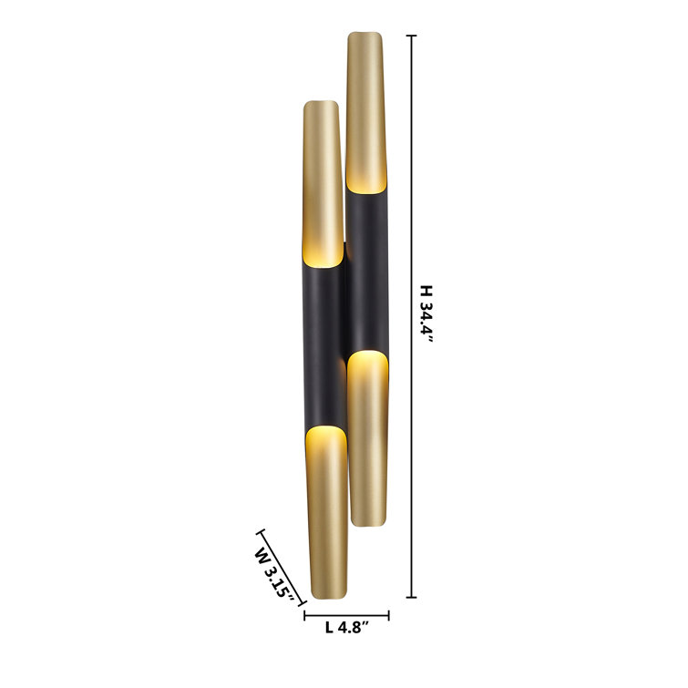 Matte Black and Gold Iron Dimmable Wall Sconce