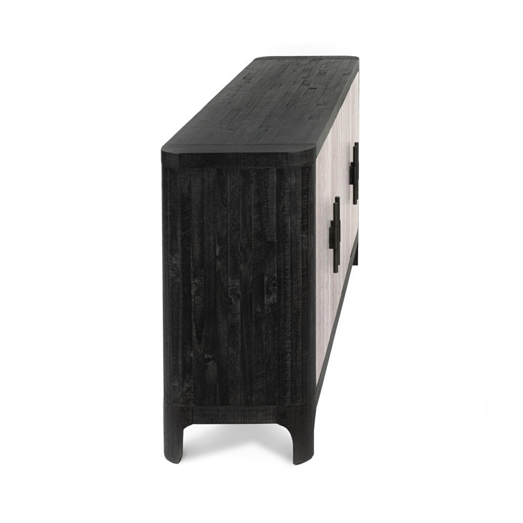 72" Black and Stone Reclaimed Wood Sideboard