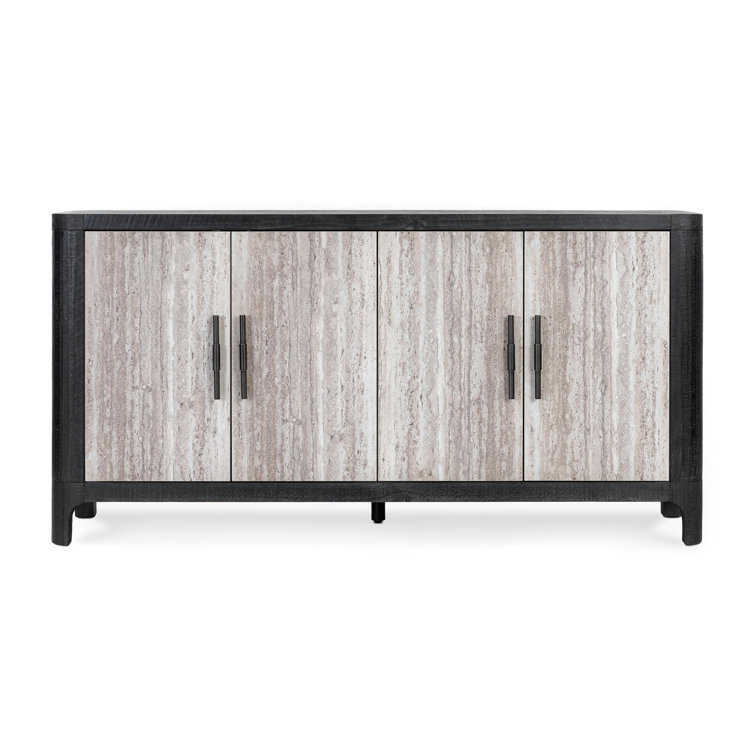 72" Black and Stone Reclaimed Wood Sideboard