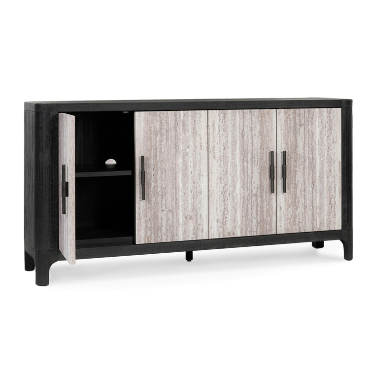 72" Black and Stone Reclaimed Wood Sideboard