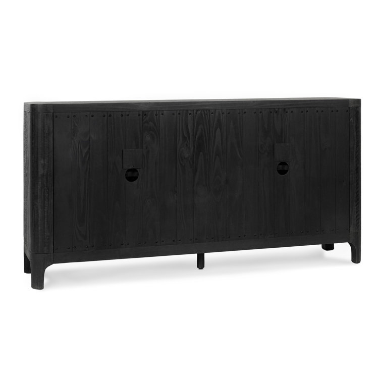 72" Black and Stone Reclaimed Wood Sideboard