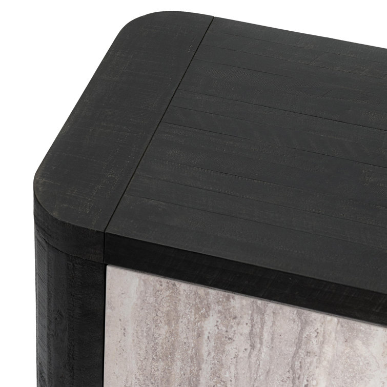 72" Black and Stone Reclaimed Wood Sideboard