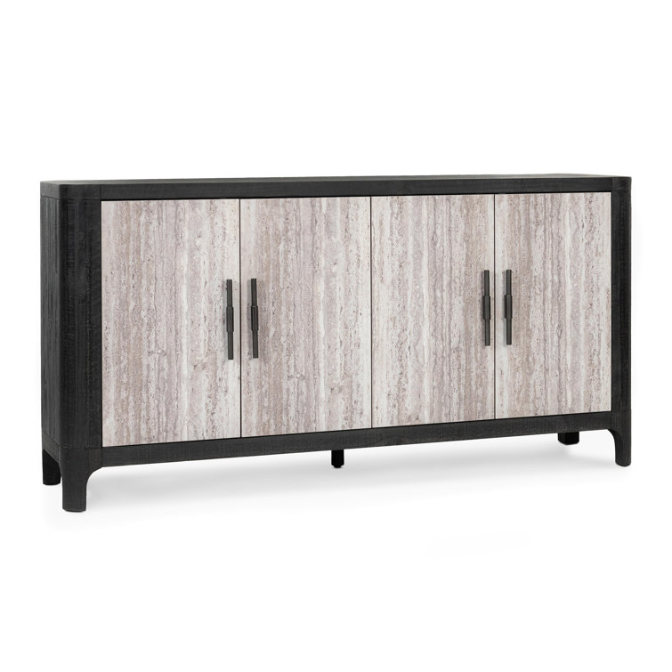 72" Black and Stone Reclaimed Wood Sideboard