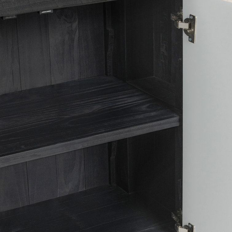 72" Black and Stone Reclaimed Wood Sideboard