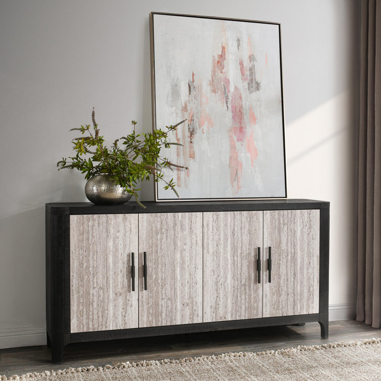 72" Black and Stone Reclaimed Wood Sideboard