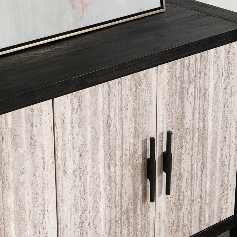 72" Black and Stone Reclaimed Wood Sideboard
