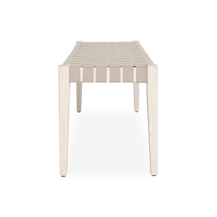 Orlando 62" Taupe Oak Wood Bench with Woven Polyester Seat