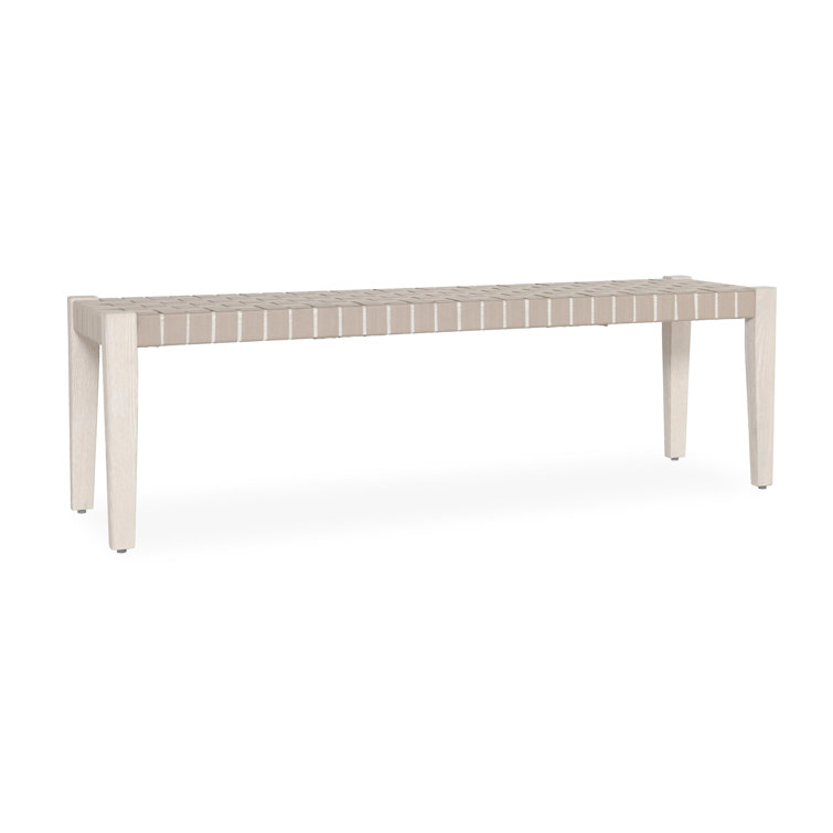 Orlando 62" Taupe Oak Wood Bench with Woven Polyester Seat