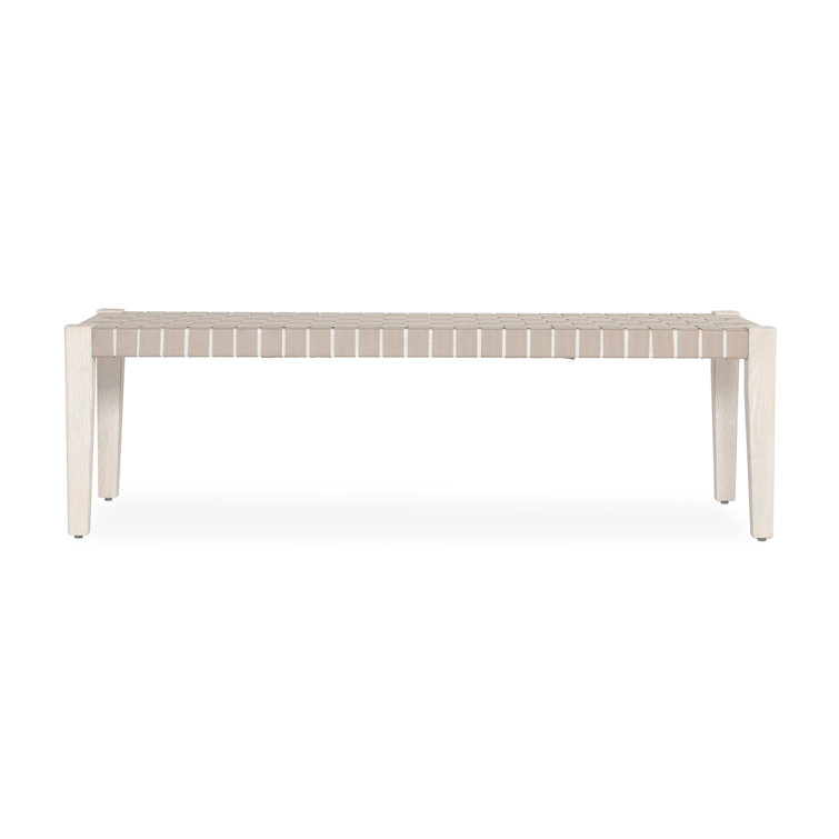 Orlando 62" Taupe Oak Wood Bench with Woven Polyester Seat