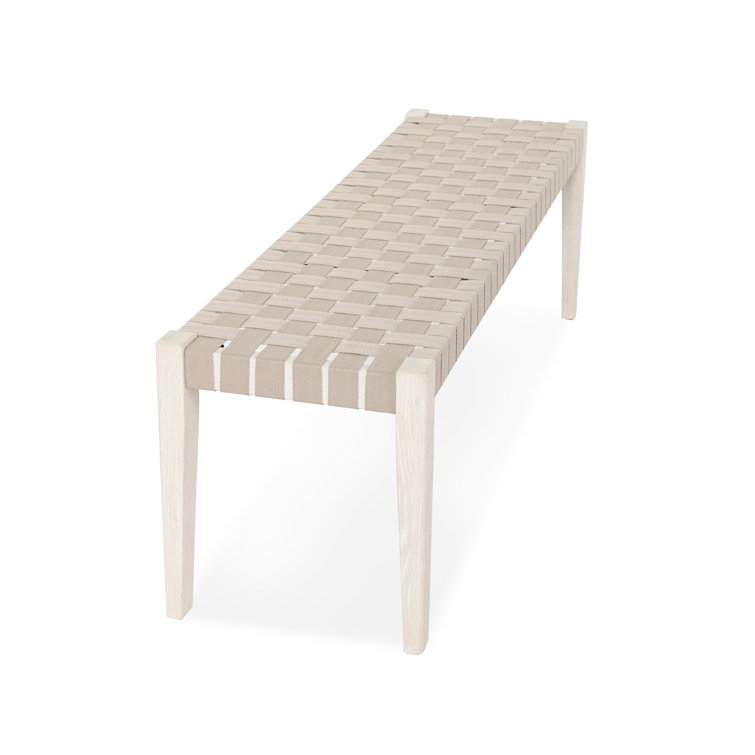Orlando 62" Taupe Oak Wood Bench with Woven Polyester Seat