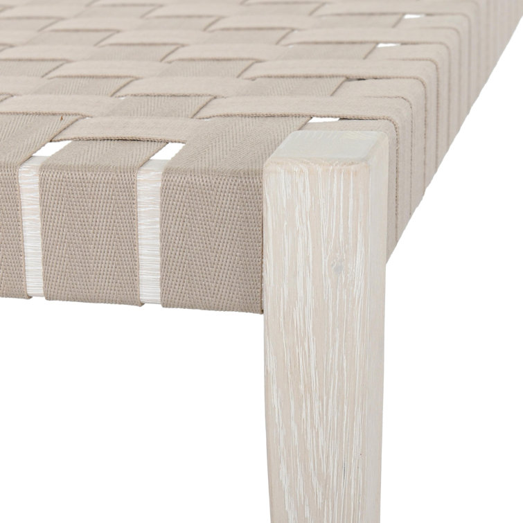 Orlando 62" Taupe Oak Wood Bench with Woven Polyester Seat