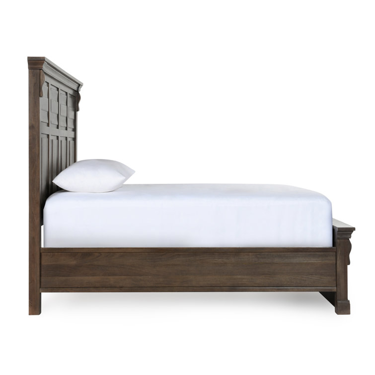 Queen Cocoa Brown Mango Wood Bed with Headboard and Drawer