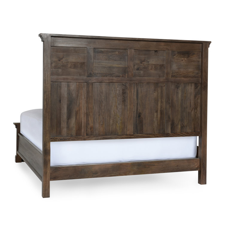 Queen Cocoa Brown Mango Wood Bed with Headboard and Drawer