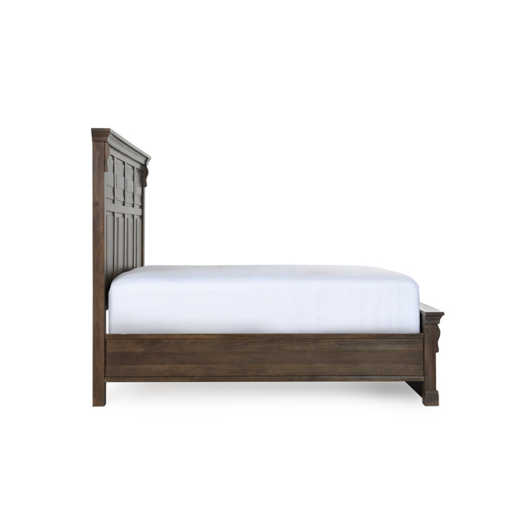 Queen Cocoa Brown Mango Wood Bed with Headboard and Drawer